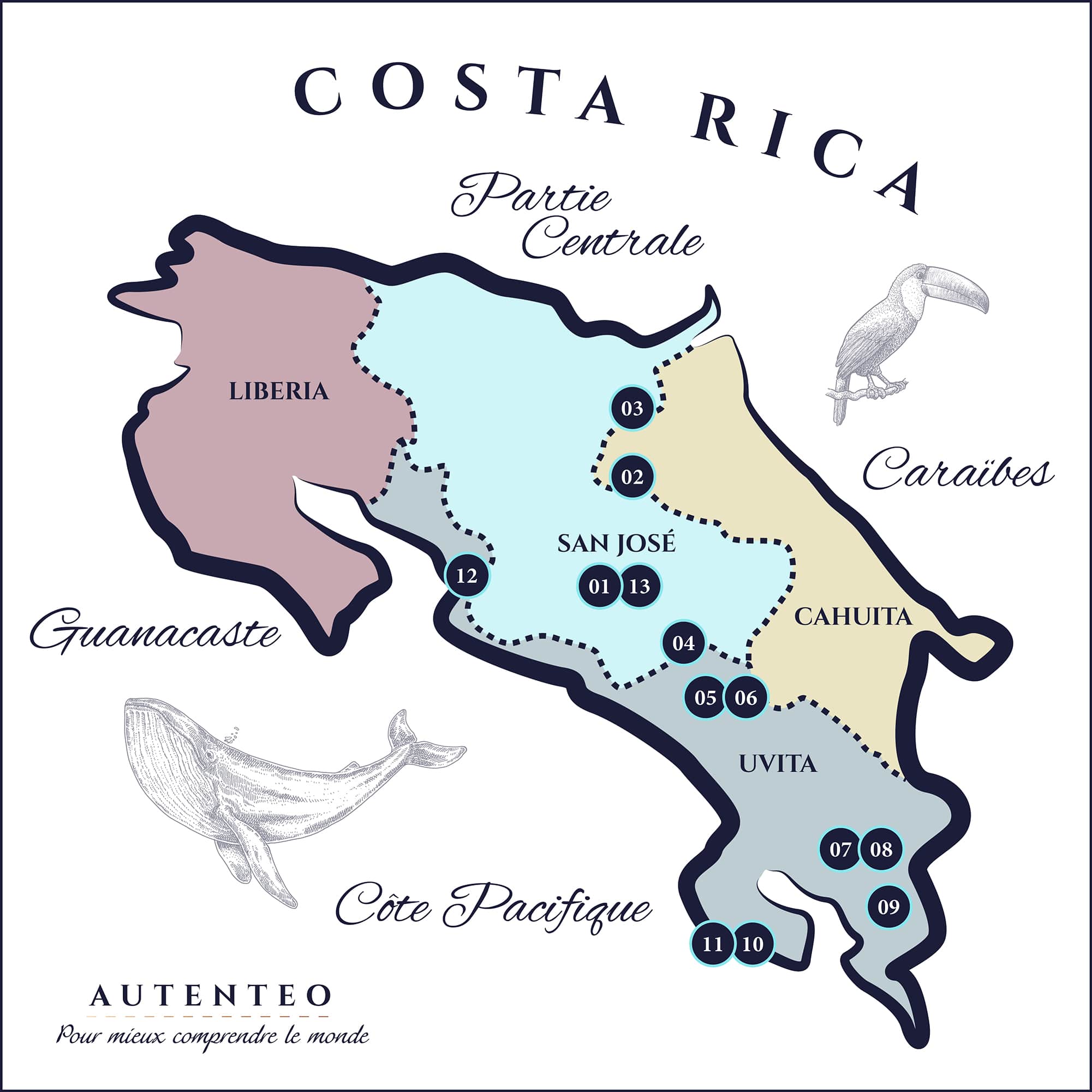 Carte du Costa Rica