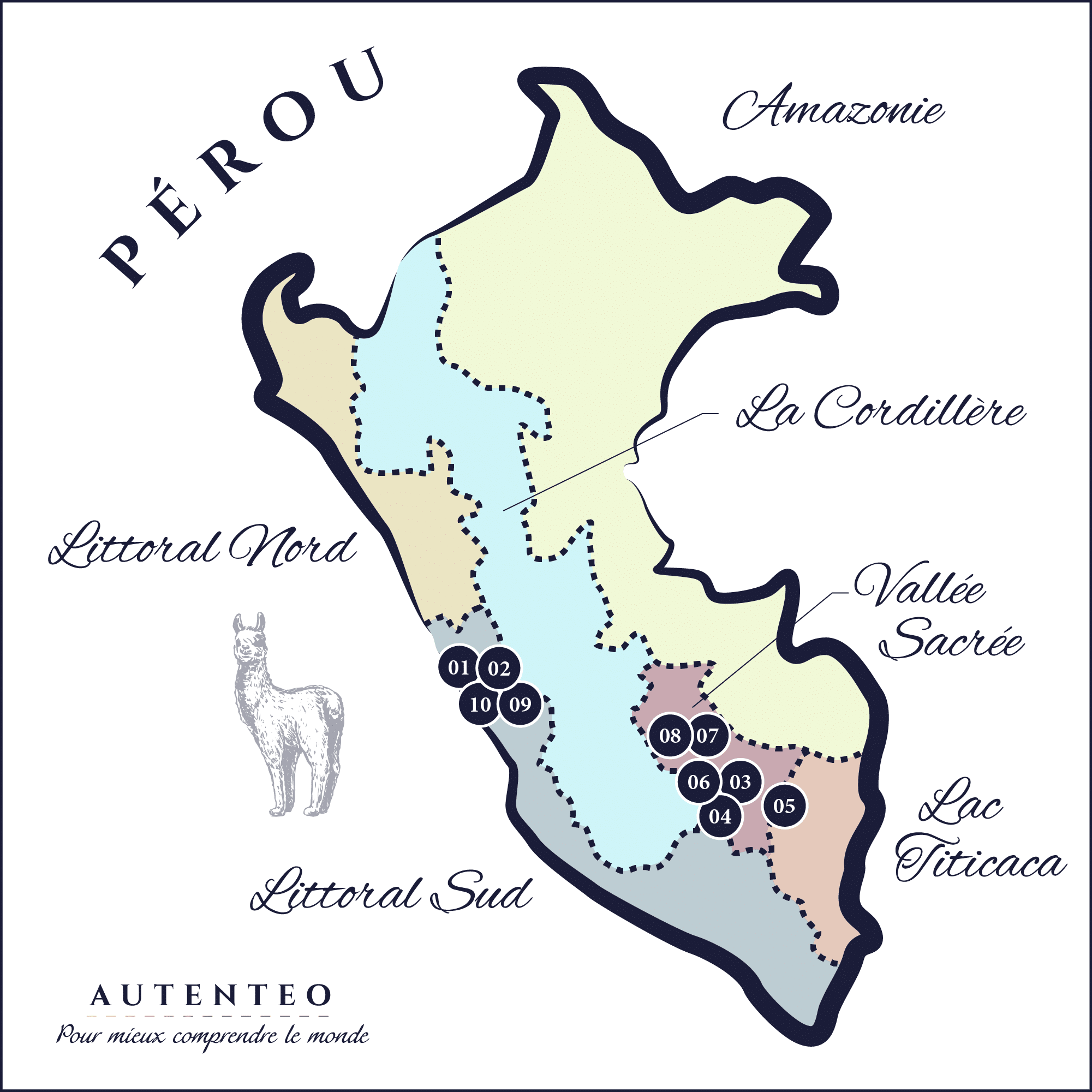 Carte du Circuit 10 Jours Pérou autenthique