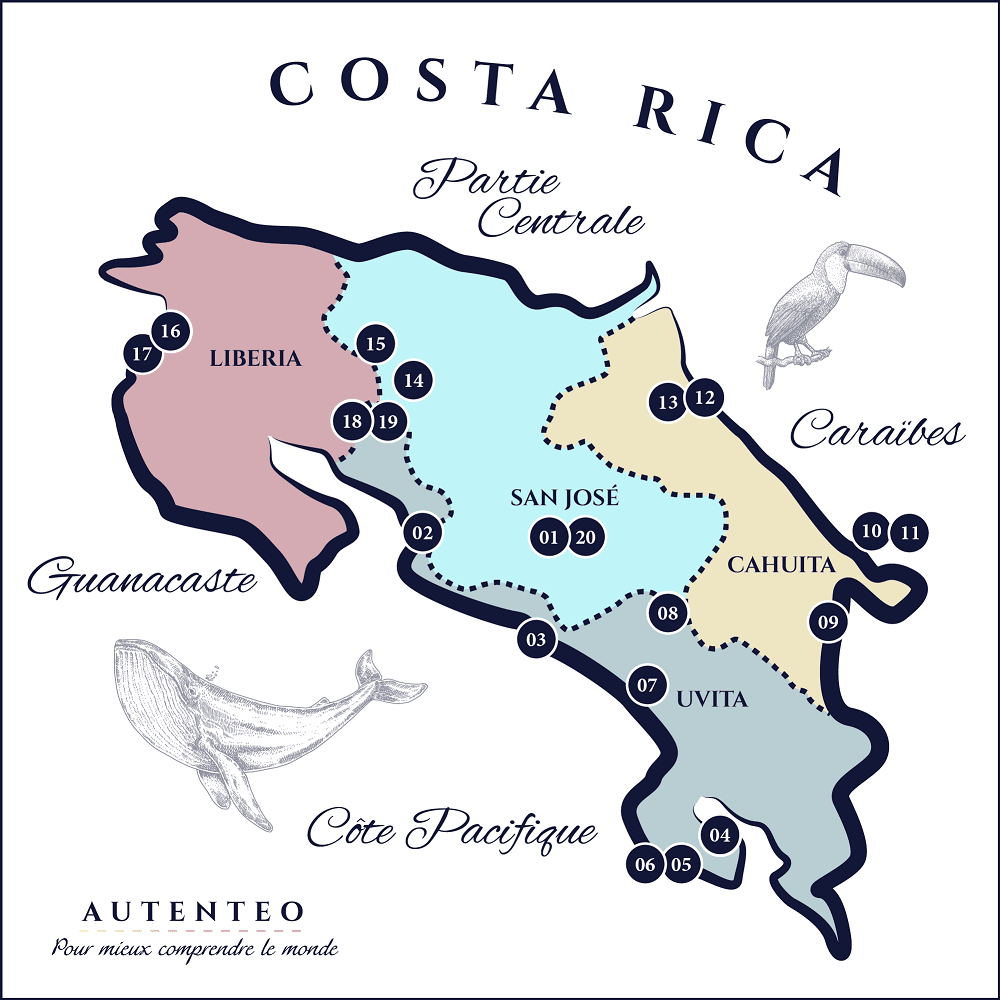 Carte du Circuit 13 jours Costa Rica 