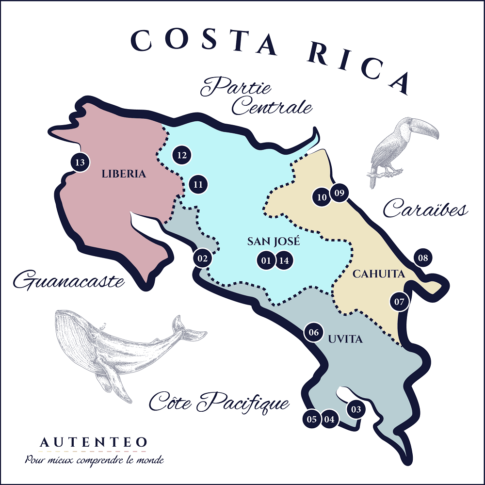 Carte du Circuit 13 jours Costa Rica 